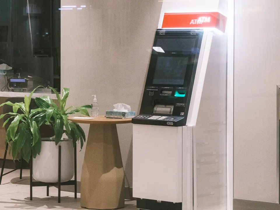 ATM and seating in a bank branch