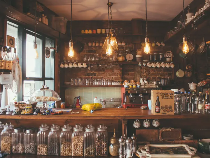 Café with warm lights